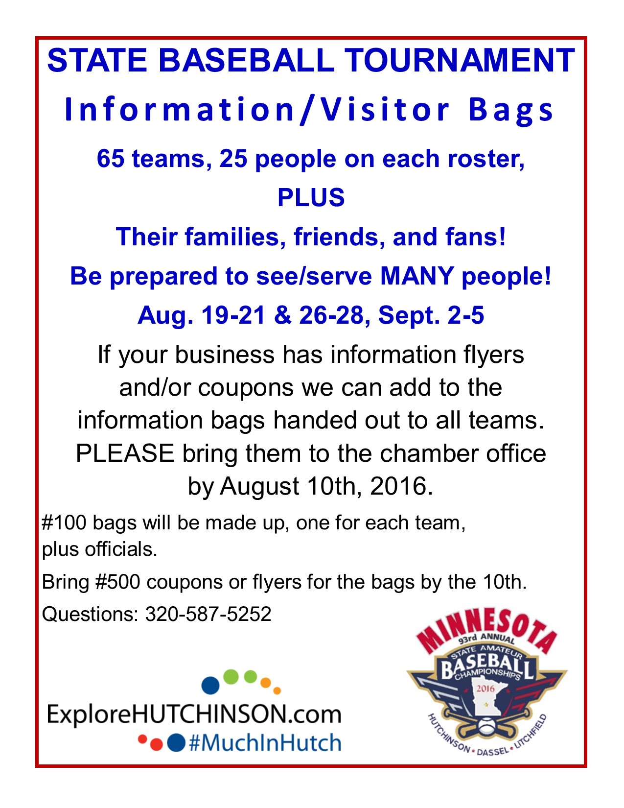 Baseball Tournament Info Bag Flyer