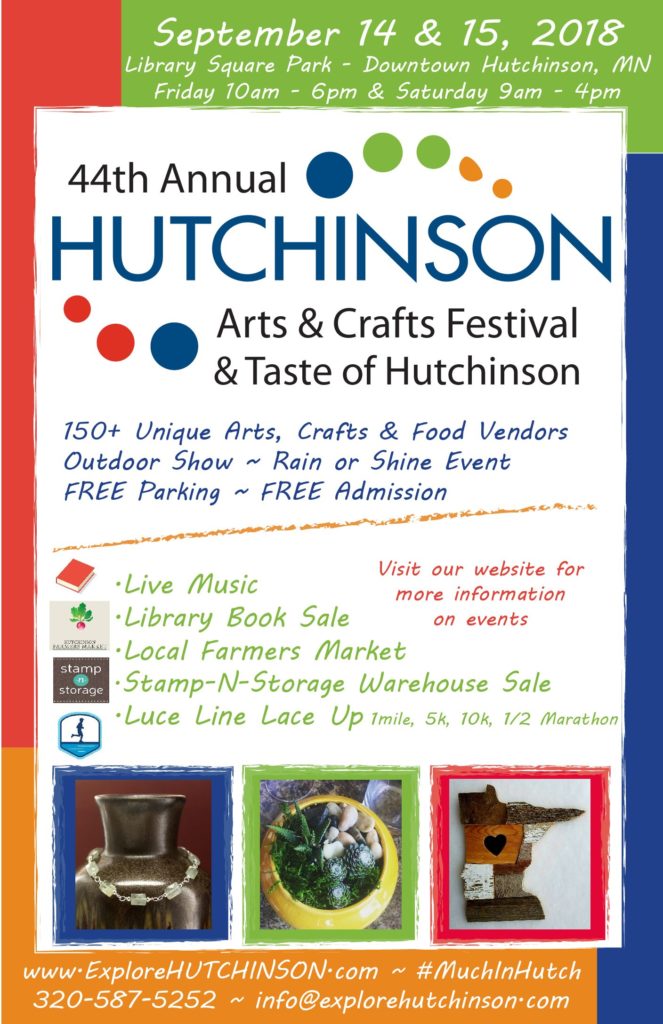 44th Annual Hutchinson Arts & Crafts Festival & Taste of Hutchinson September 14 & 15, 2018