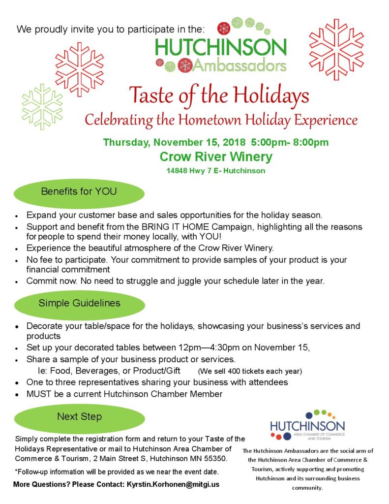 Taste of Holidays Vendor Info & Registration Form 2018