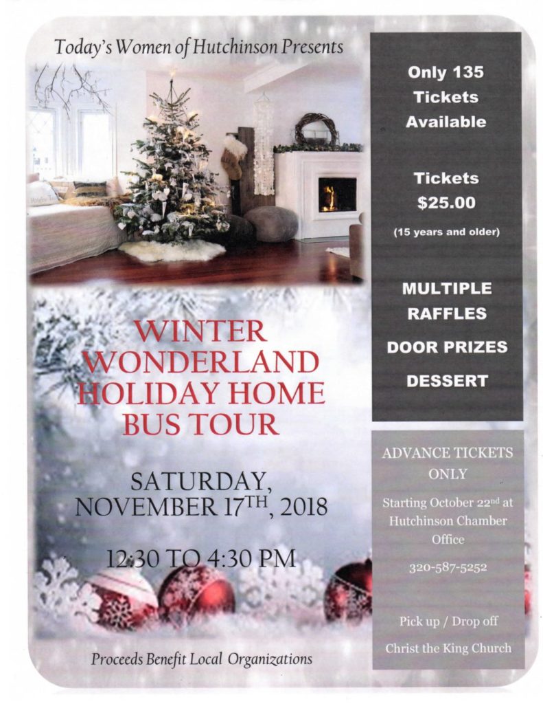 2018 Today's Women of Hutchinson Winter Wonderland Holiday Home Bus Tour flyer