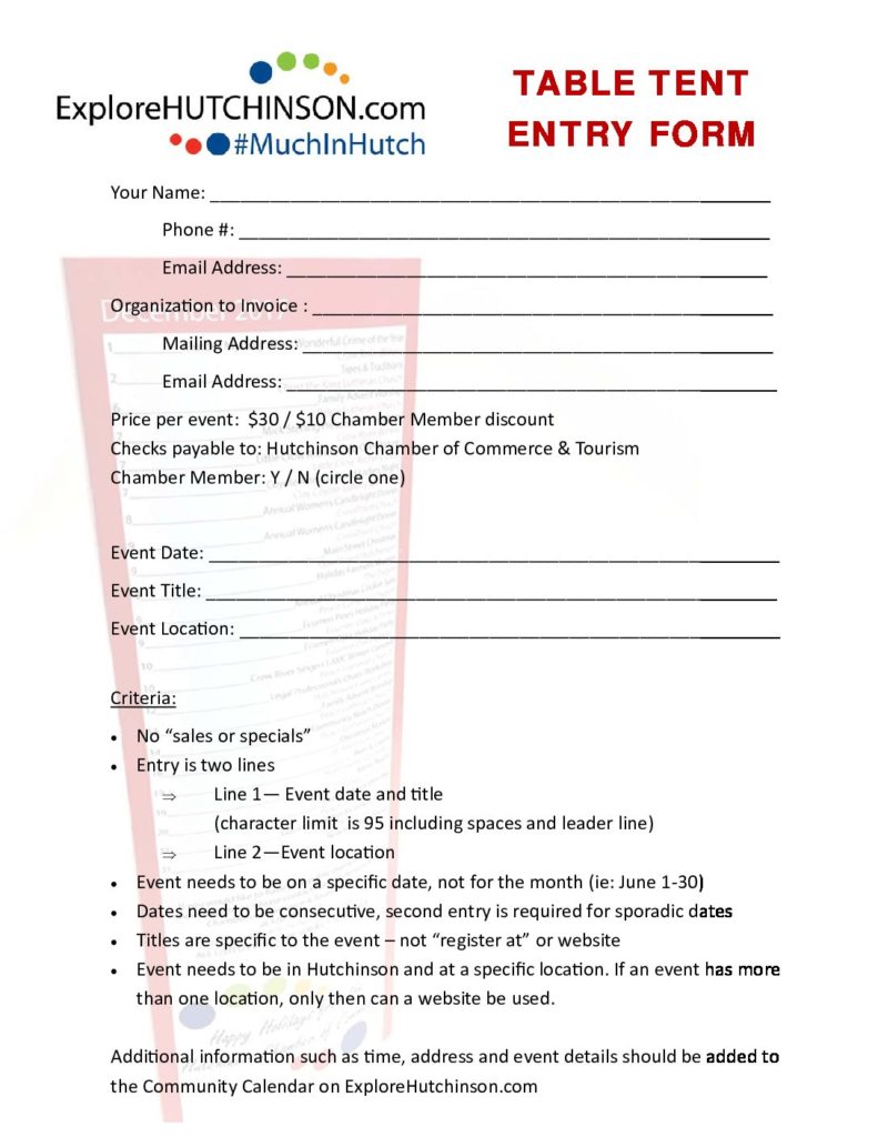 Chamber Table Tent Entry Form - blank