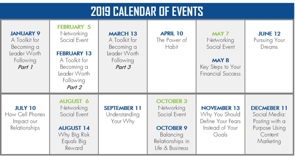 PULSE Calendar of Events for 2019