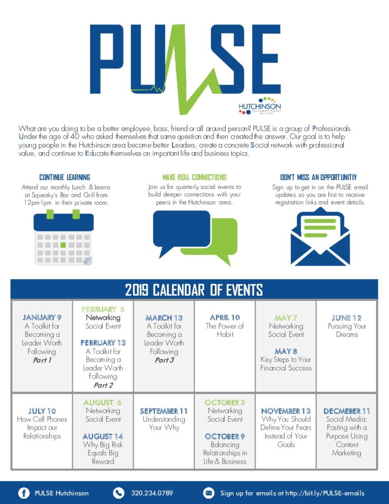 Chamber PULSE group 2019 calendar of events