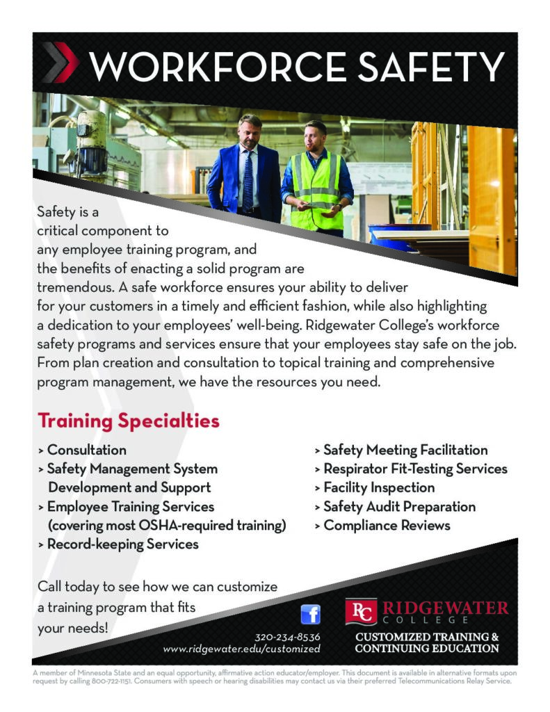 Ridgewater College Workforce Safety Training Program (pdf)