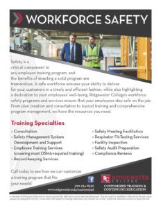 Ridgewater College Workforce Safety flyer