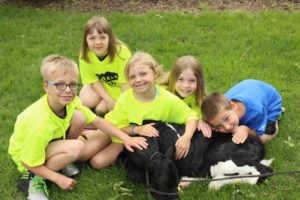 2018 Dairy Day - kids in park with calf